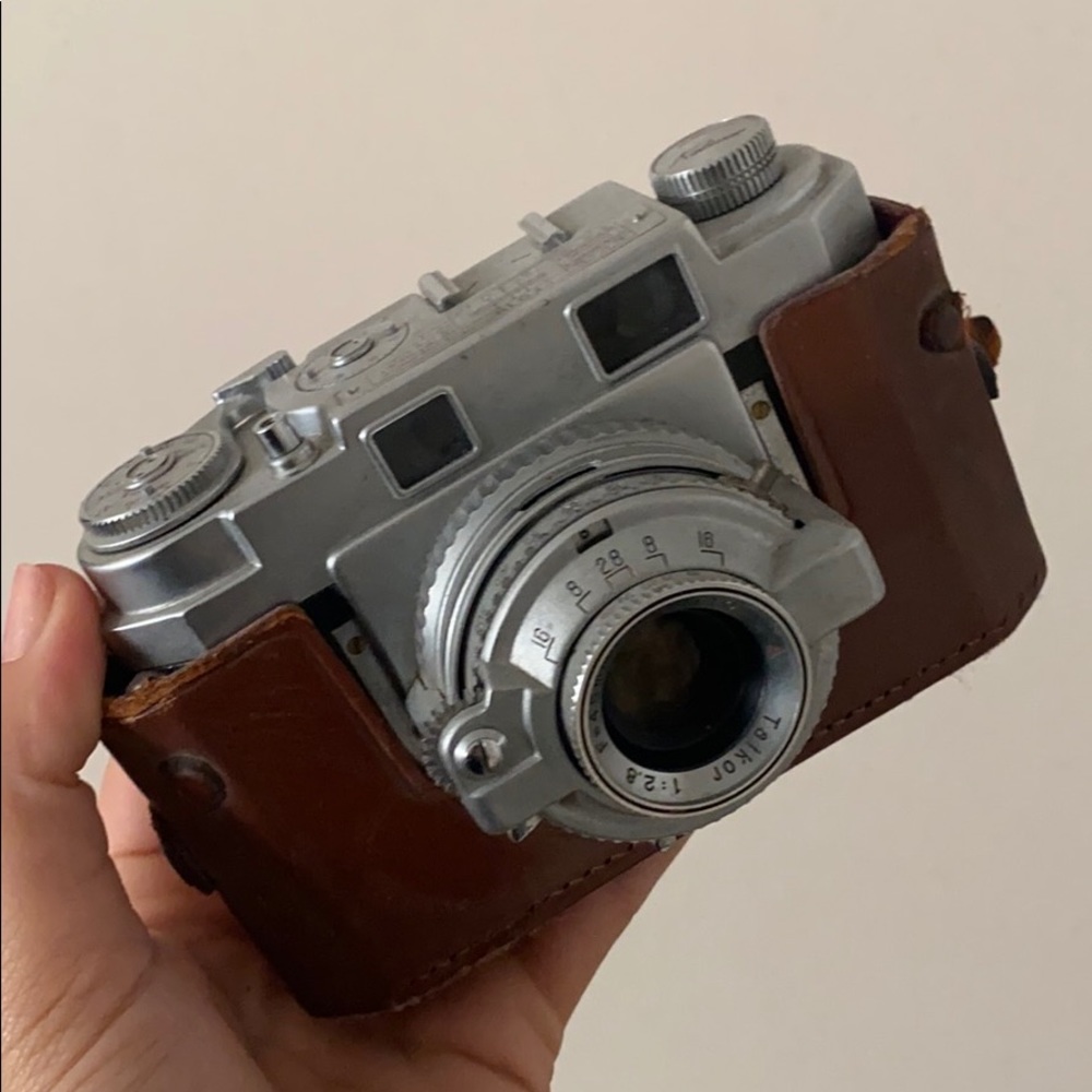 vintage camera with case